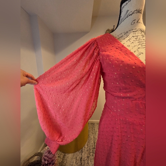 KIMBERLY GOLDSON CORAL GOLD, LESLI JACQUARD MAXI DRESS, LONG SLEEVES, SIZE S. - Picture 6 of 16
